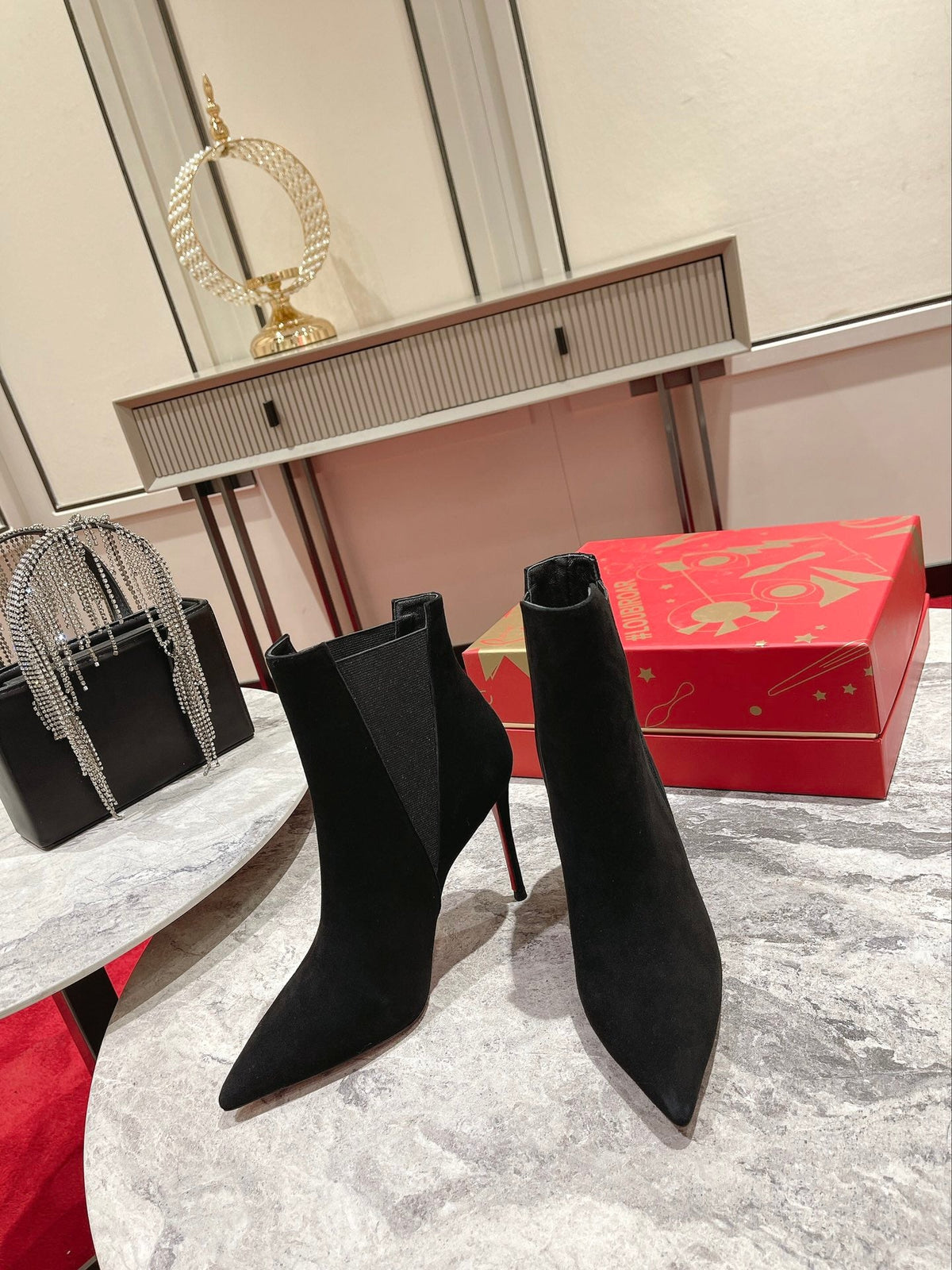 CL Chelsea Ankle Boots 100mm Suede Black