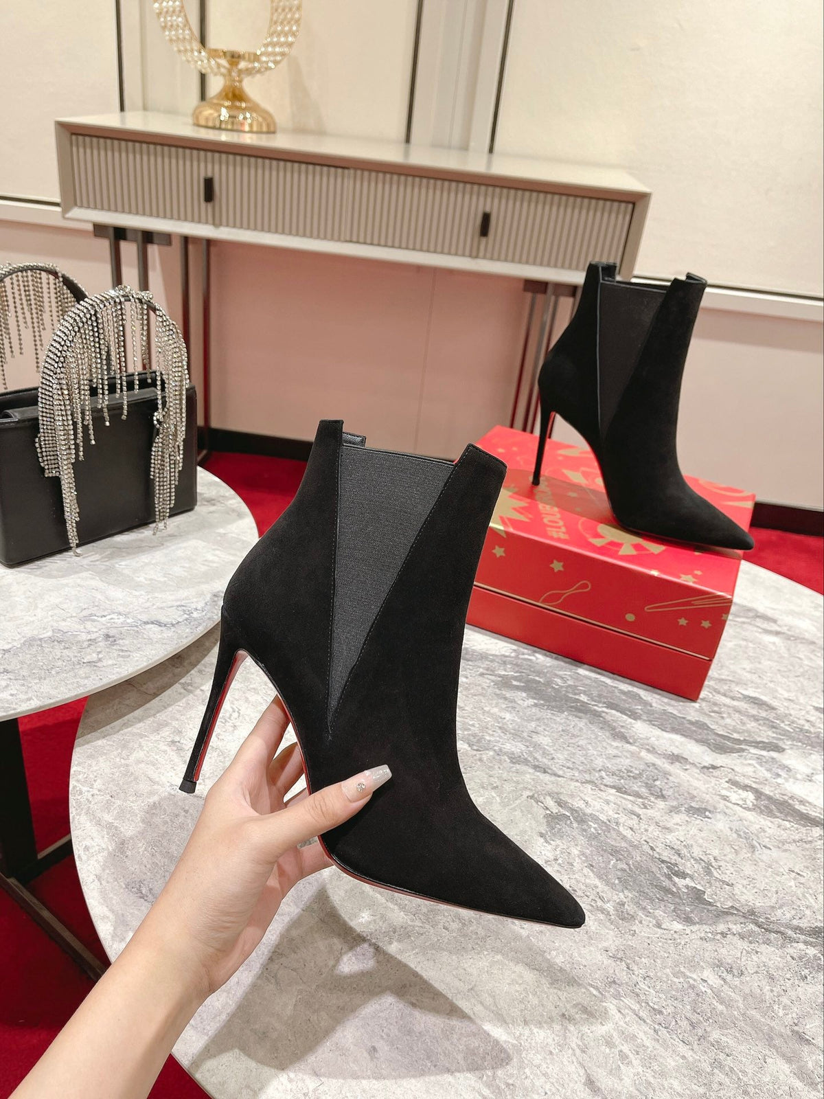 CL Chelsea Ankle Boots 100mm Suede Black