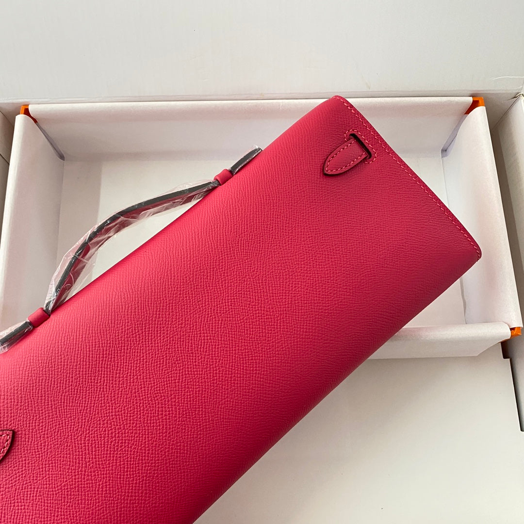 HM Kelly Cut 31 Crimson Pink Epsom Leather Silver Hardware 229061