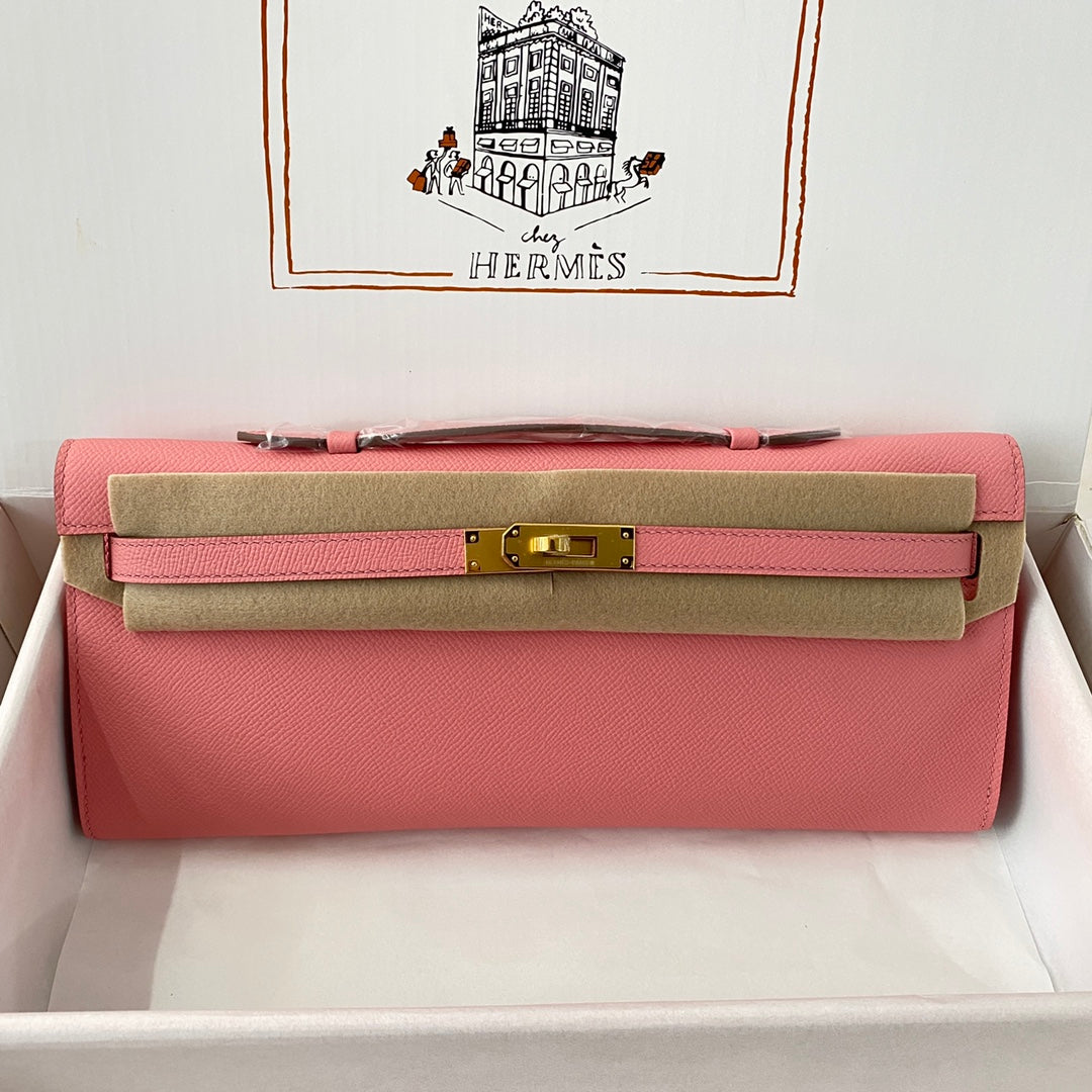 HM Kelly Cut 31 Pink Pastel Epsom Leather Gold Hardware 229065