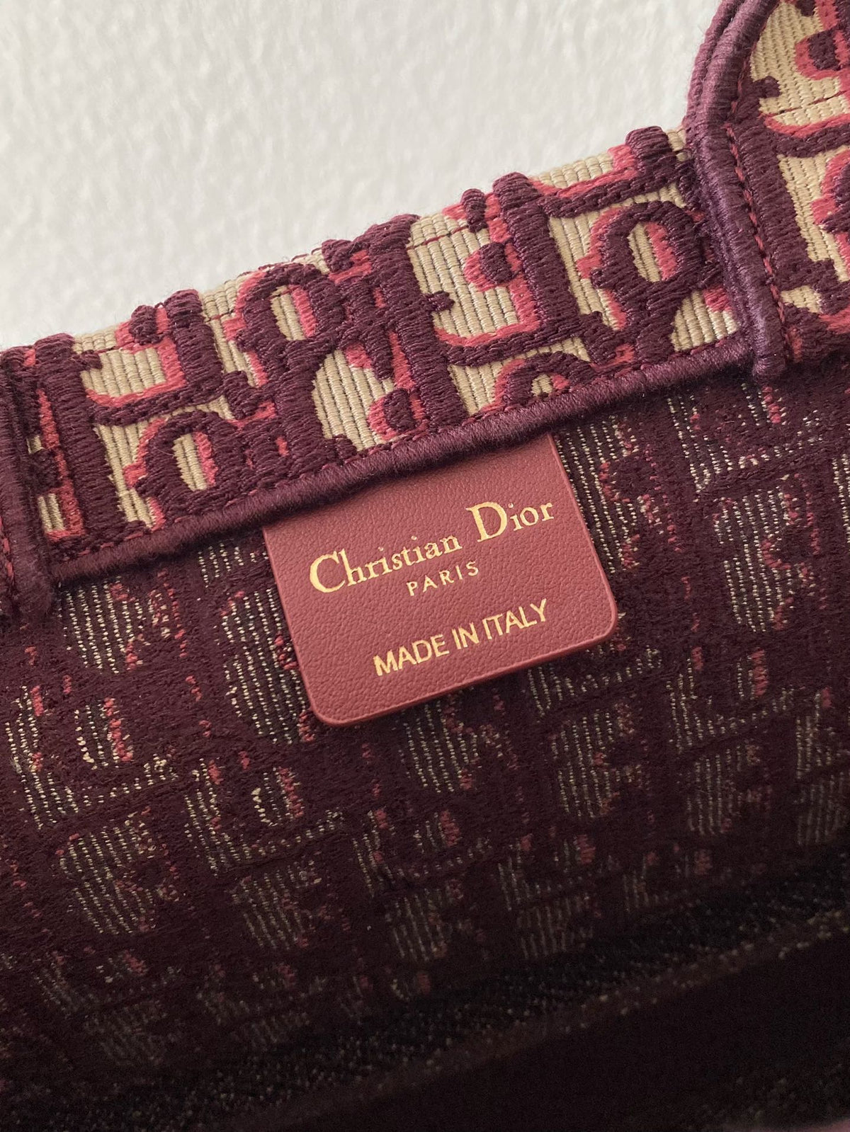 Large CD Book Tote 42cm Burgundy Retro Style D Letter Embroidery