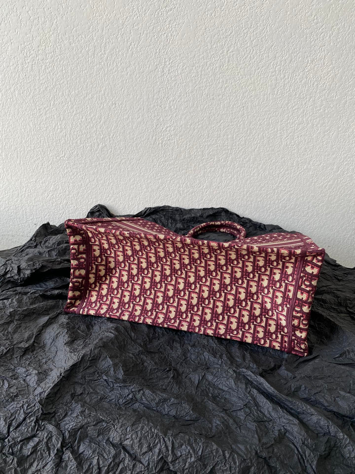 Large CD Book Tote 42cm Burgundy Retro Style D Letter Embroidery