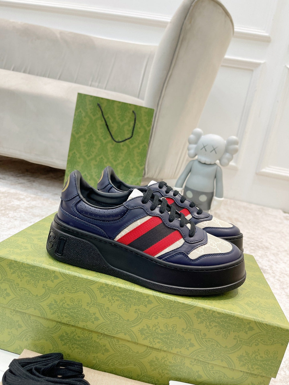 Gucci 2026 Ace Platform Sneakers Calfskin Canvas 988562