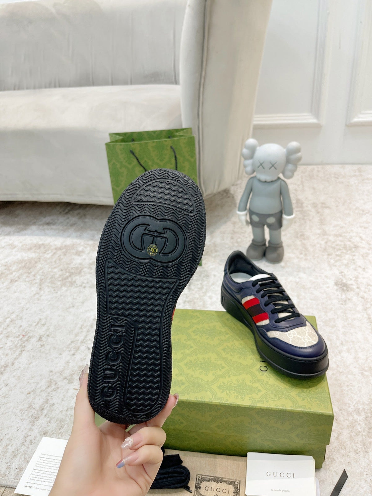 Gucci 2026 Ace Platform Sneakers Calfskin Canvas 988562