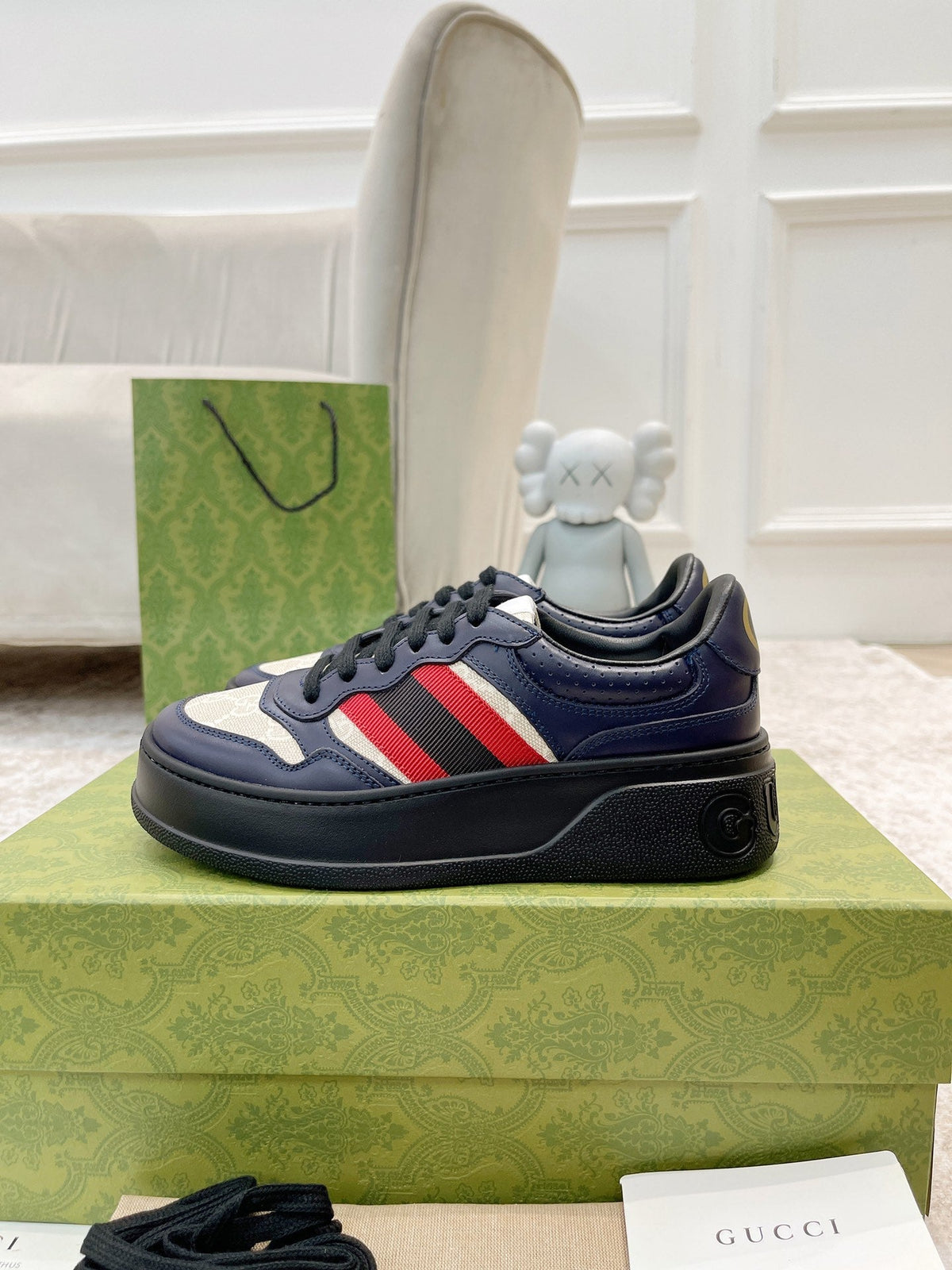 Gucci 2026 Ace Platform Sneakers Calfskin Canvas 988562