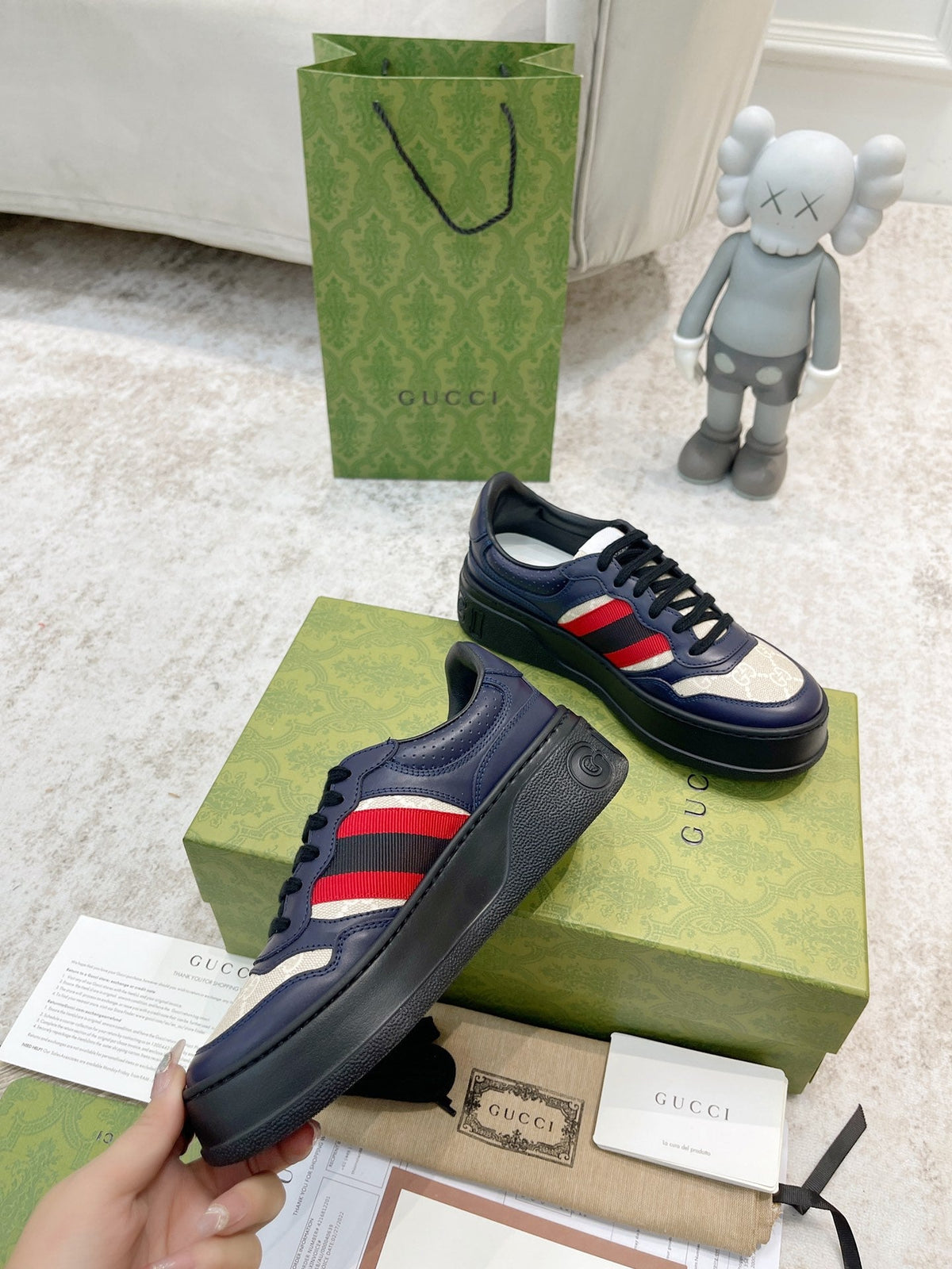 Gucci 2026 Ace Platform Sneakers Calfskin Canvas 988562