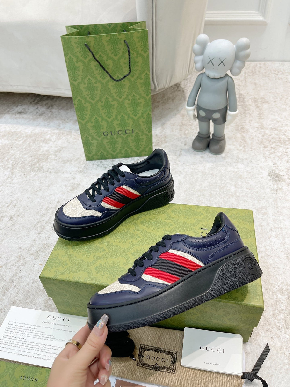 Gucci 2026 Ace Platform Sneakers Calfskin Canvas 988562