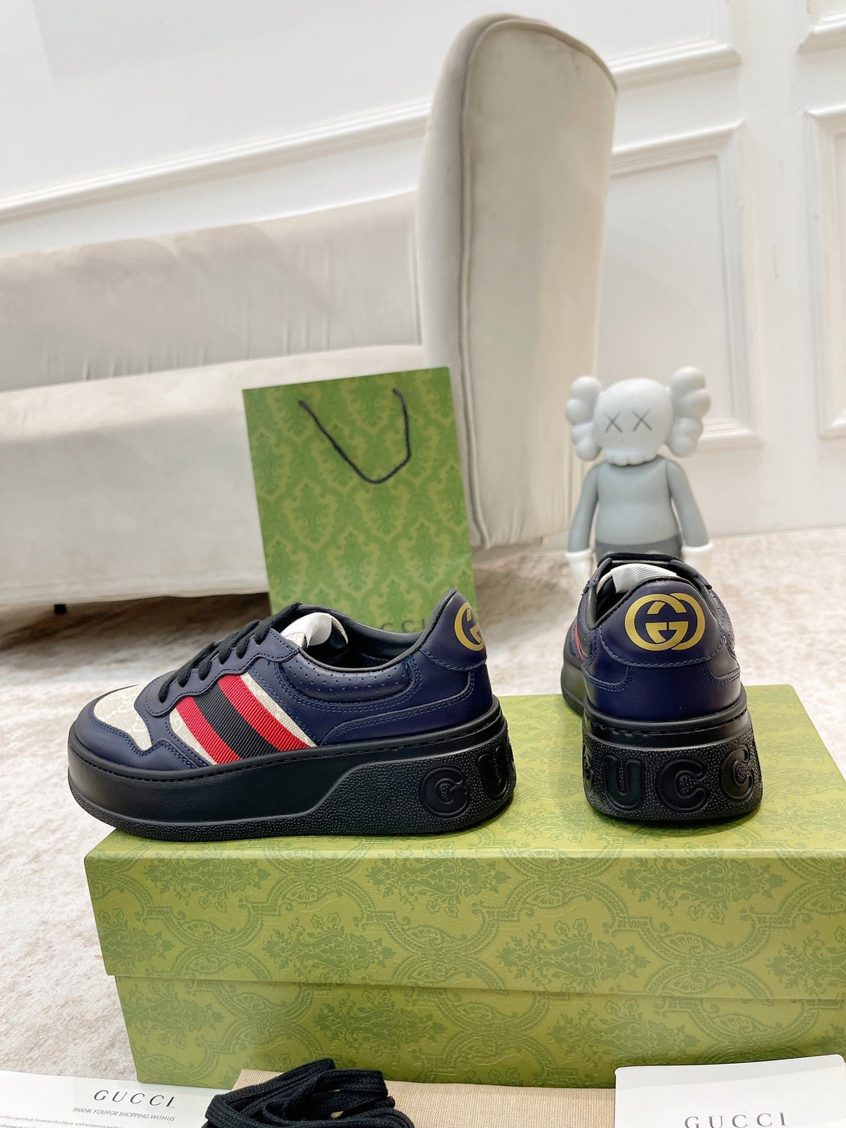 Gucci 2026 Ace Platform Sneakers Calfskin Canvas 988562