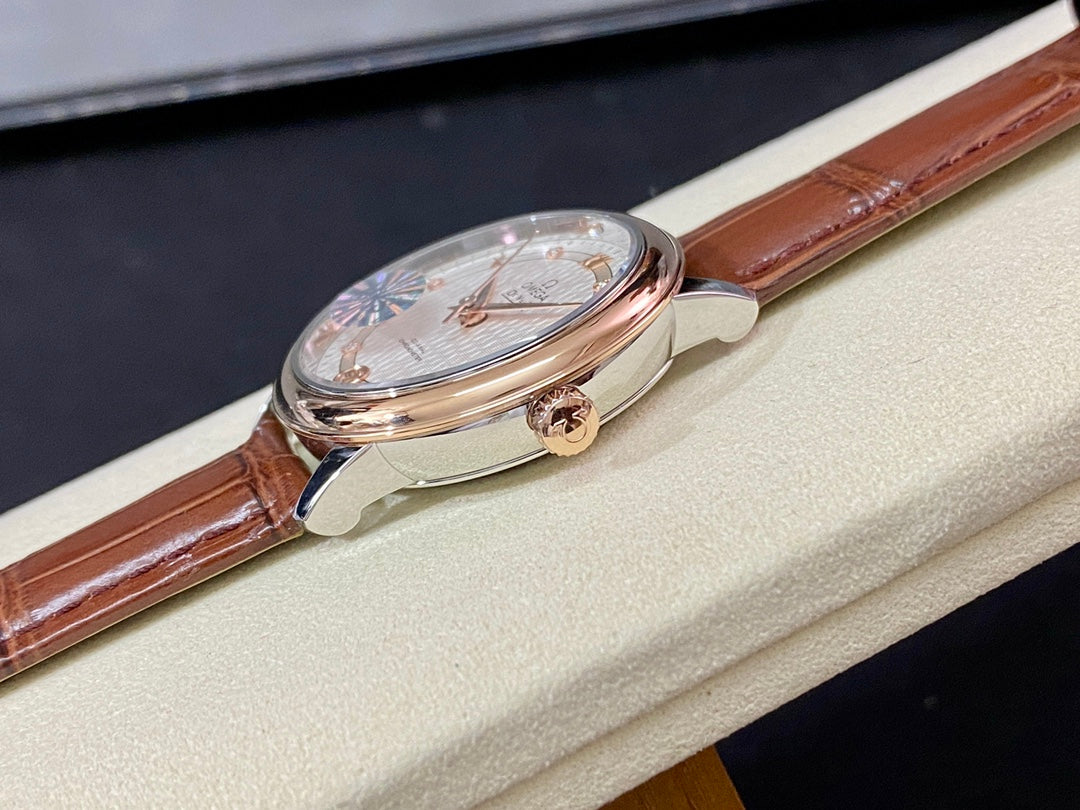 Omega De Ville 32.7mm Pink Gold White Dial