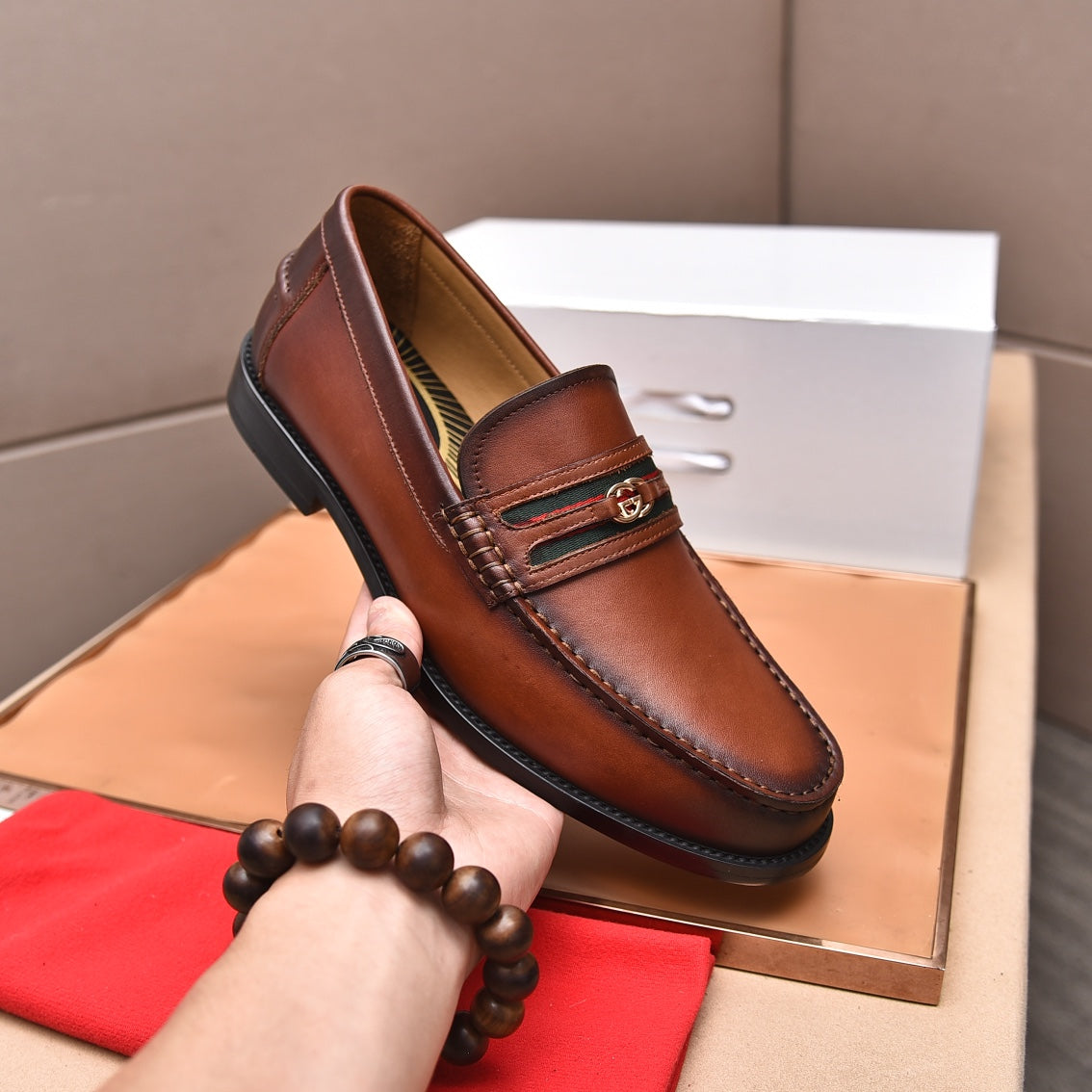 GG Men's Loafer Brown Cowhide 522701