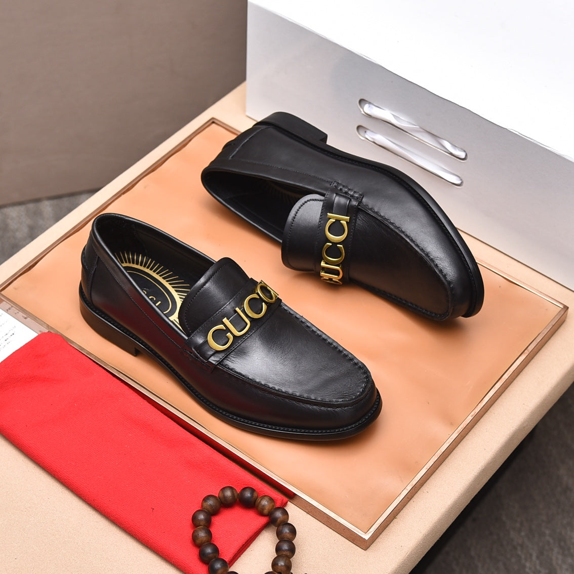 GG Men's Loafer Brown Black Cowhide 522699