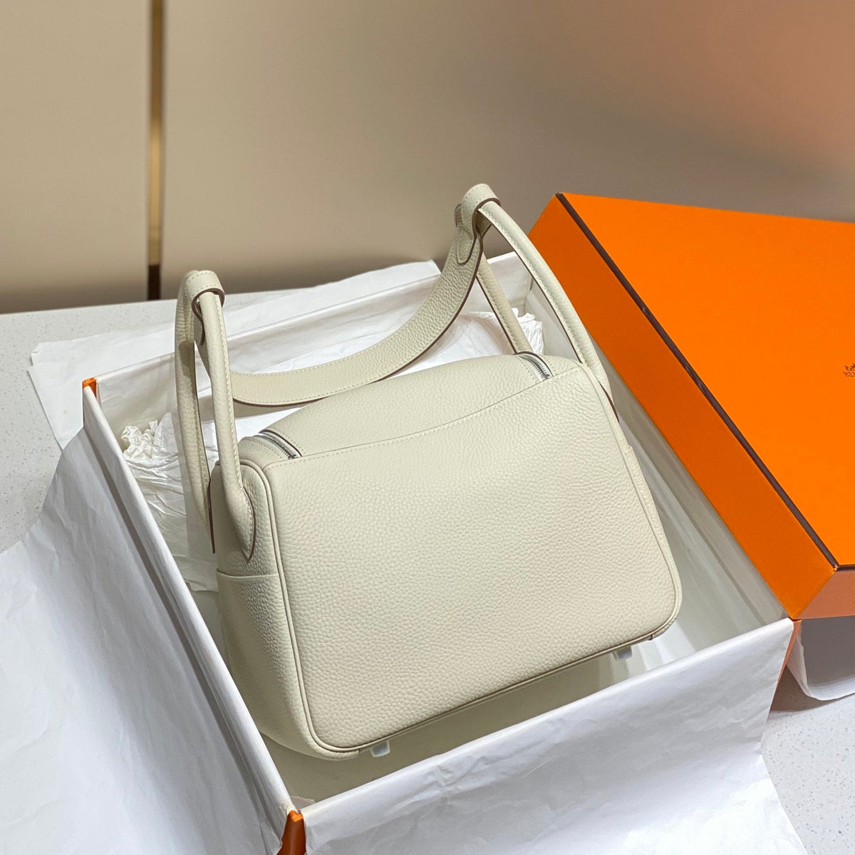 HM LINDY 30 BAG WHITE TAURILLON CLEMENCE LEATHER