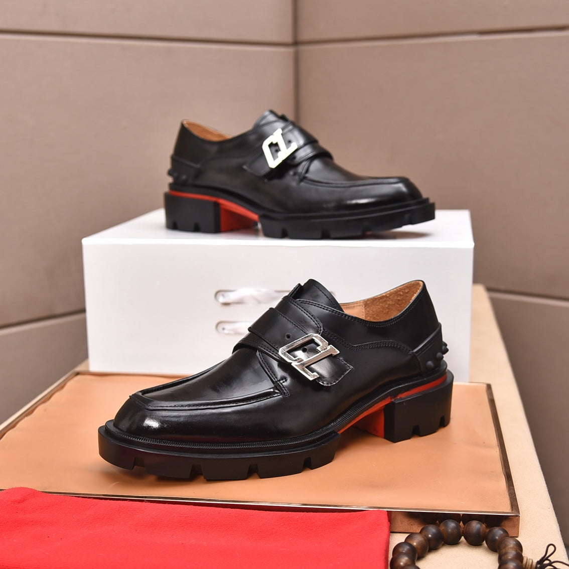 cl our georges loafer black patent calfskin
