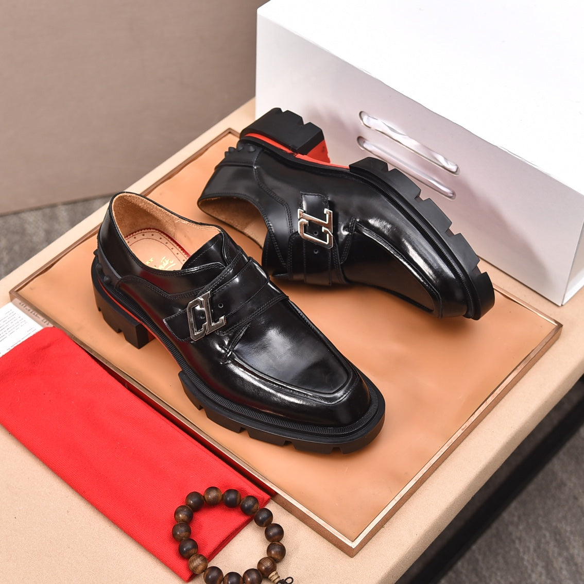 cl our georges loafer black patent calfskin