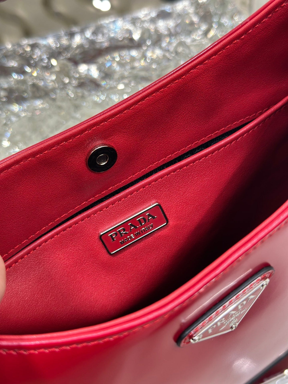 CLEO 27 DARK RED BRUSHED LEATHER SHOULDER BAG
