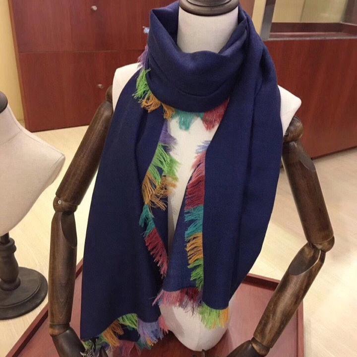 LP Scarf 190 CM In Charcoal Blue Colorful Cashmere 656977
