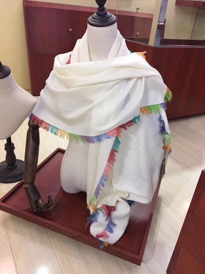 LP Scarf 190 CM In White Colorful Cashmere 656978