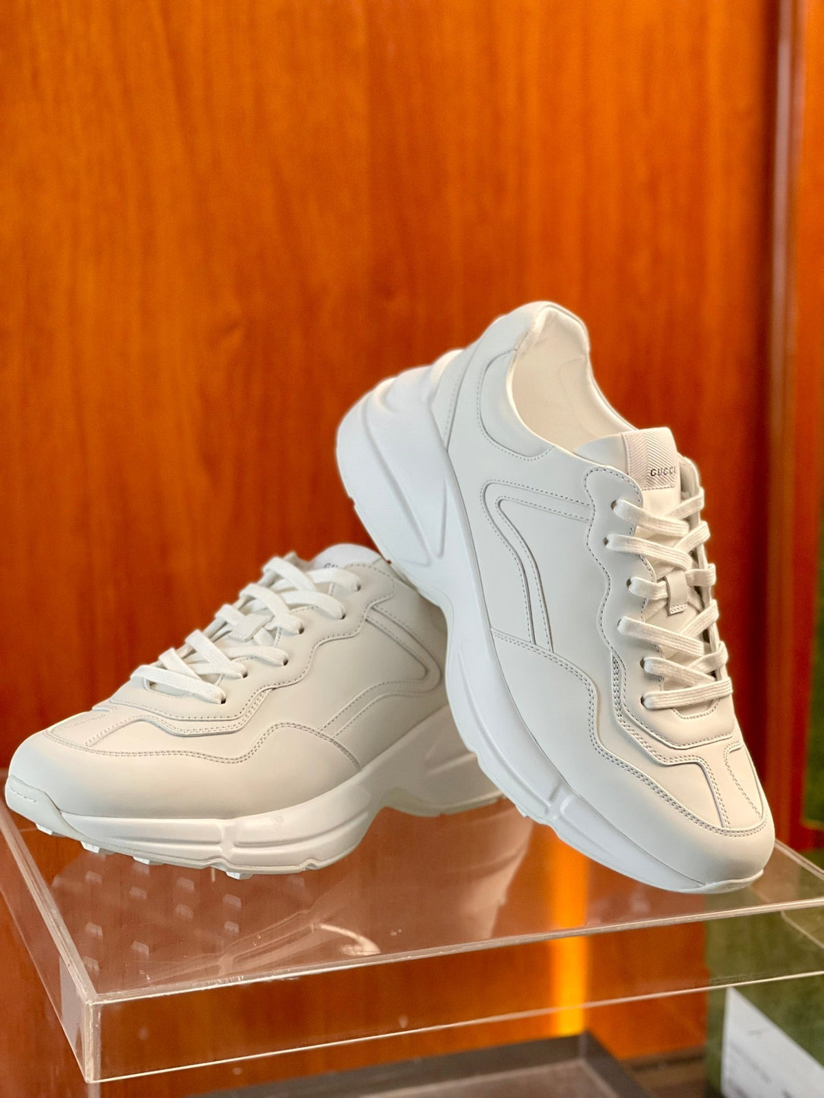 GG Men's Rhyton Sneaker White Cowhide 524509