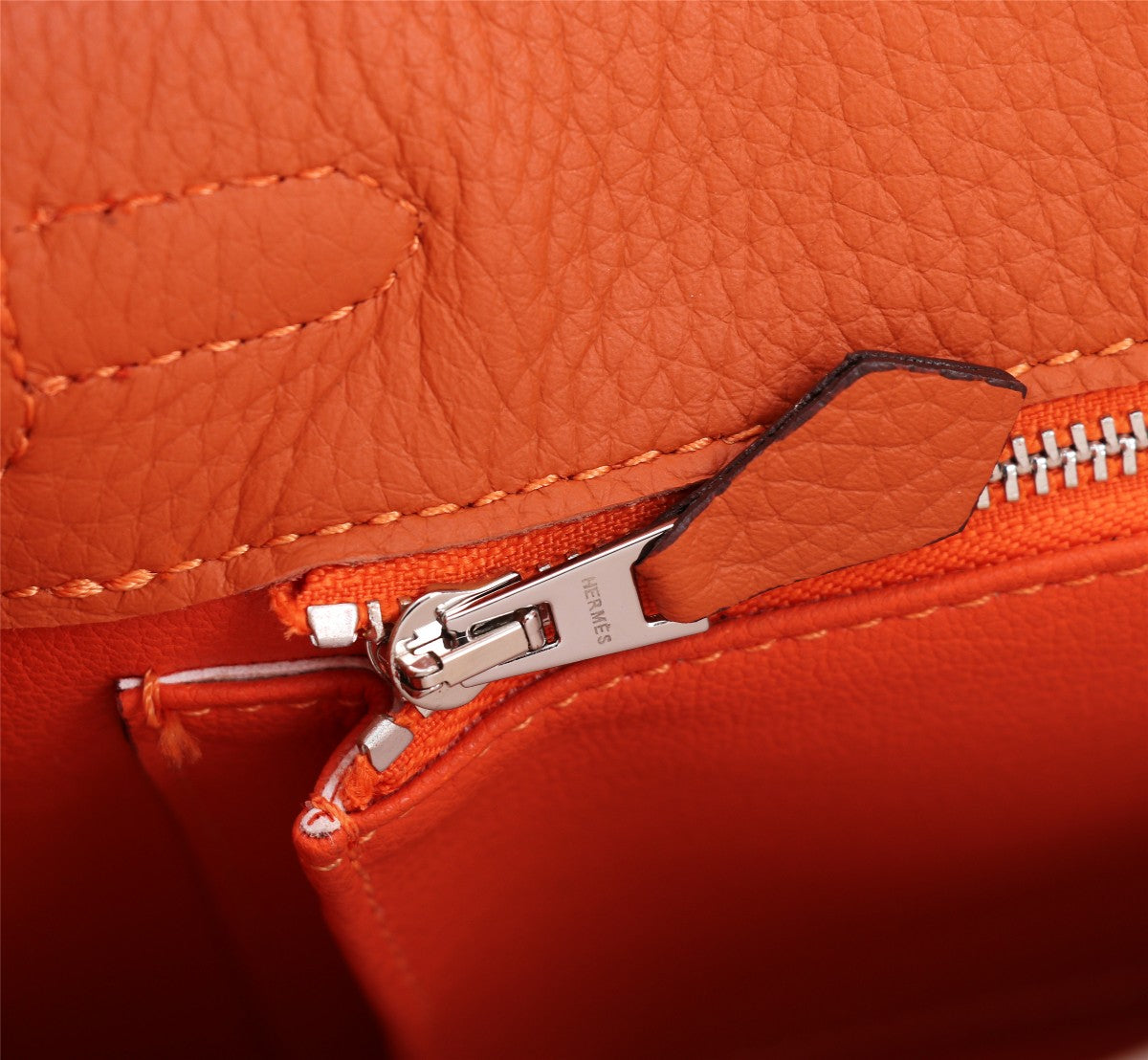HM KELLY BAG 28 ORANGE TOGO SILVER HARDWARE
