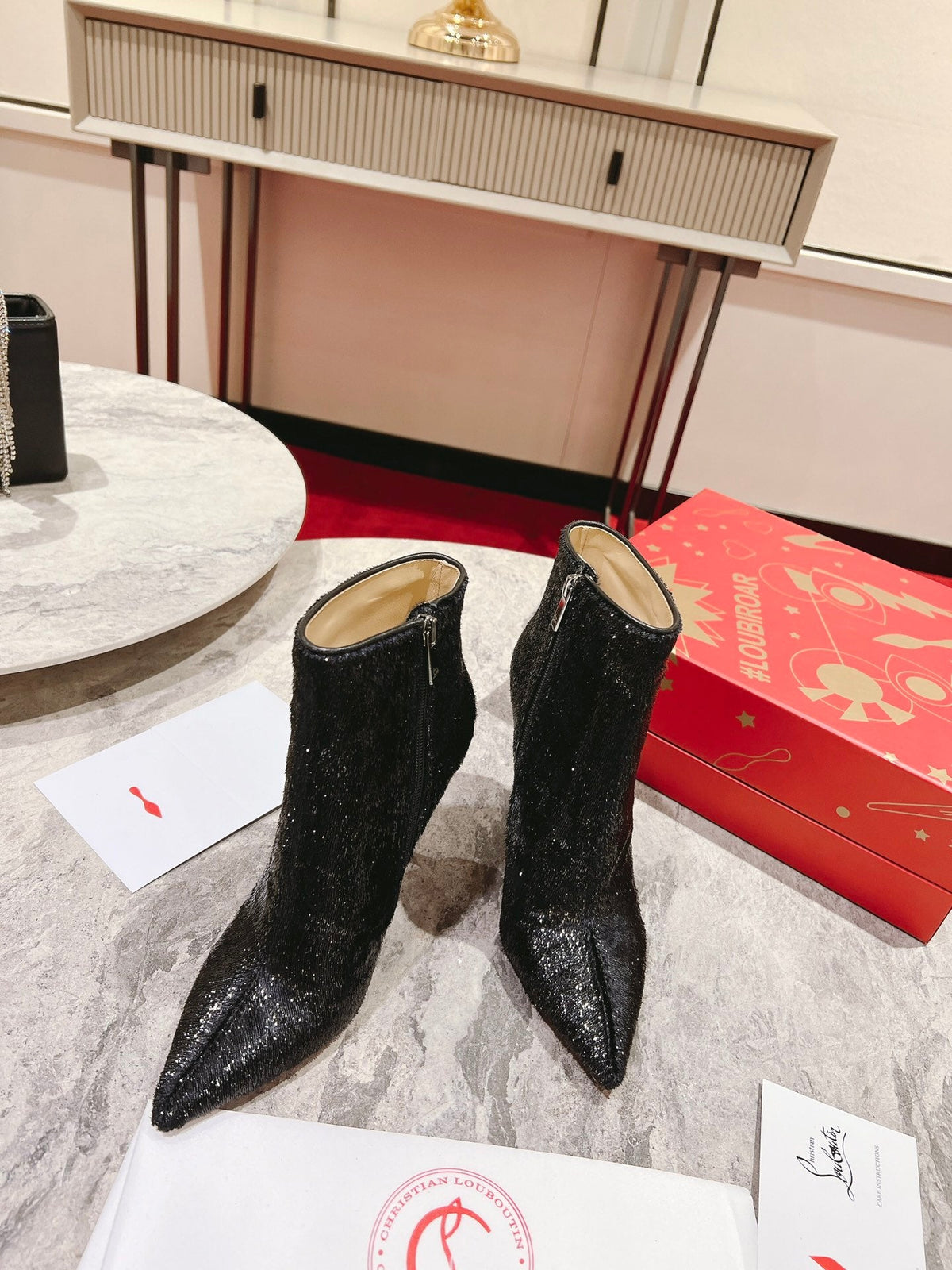 CL So Kate Booty Ankle Boots 100mm Velours Papillon Black