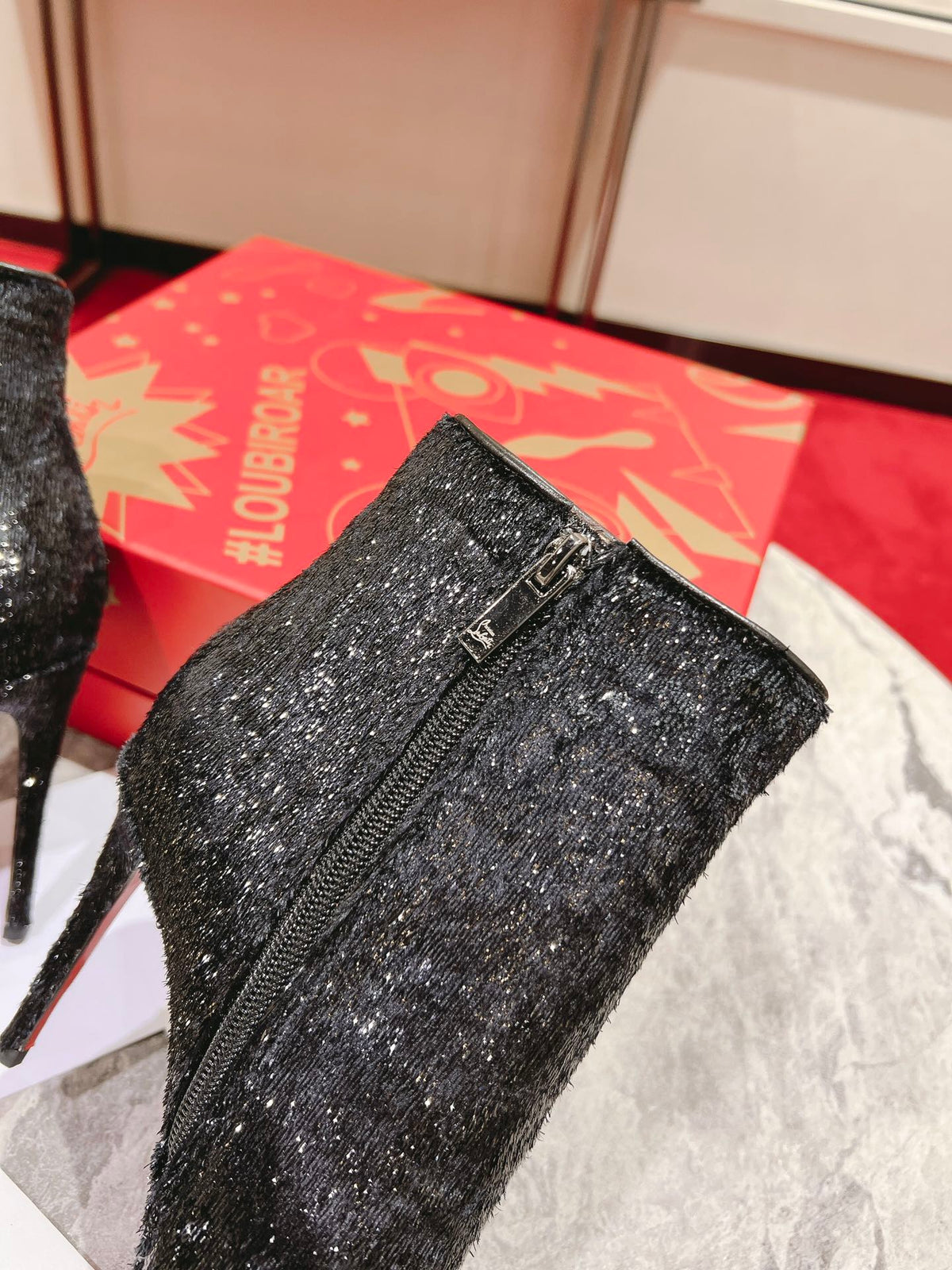CL So Kate Booty Ankle Boots 100mm Velours Papillon Black