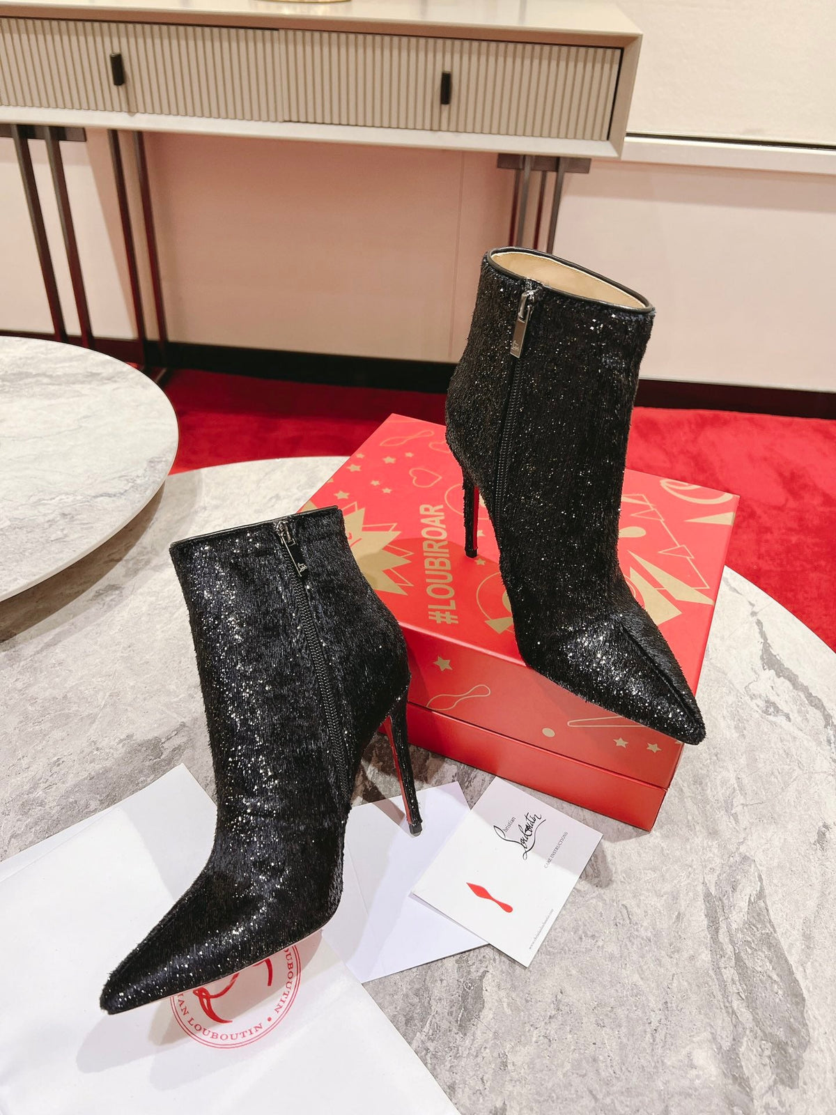 CL So Kate Booty Ankle Boots 100mm Velours Papillon Black