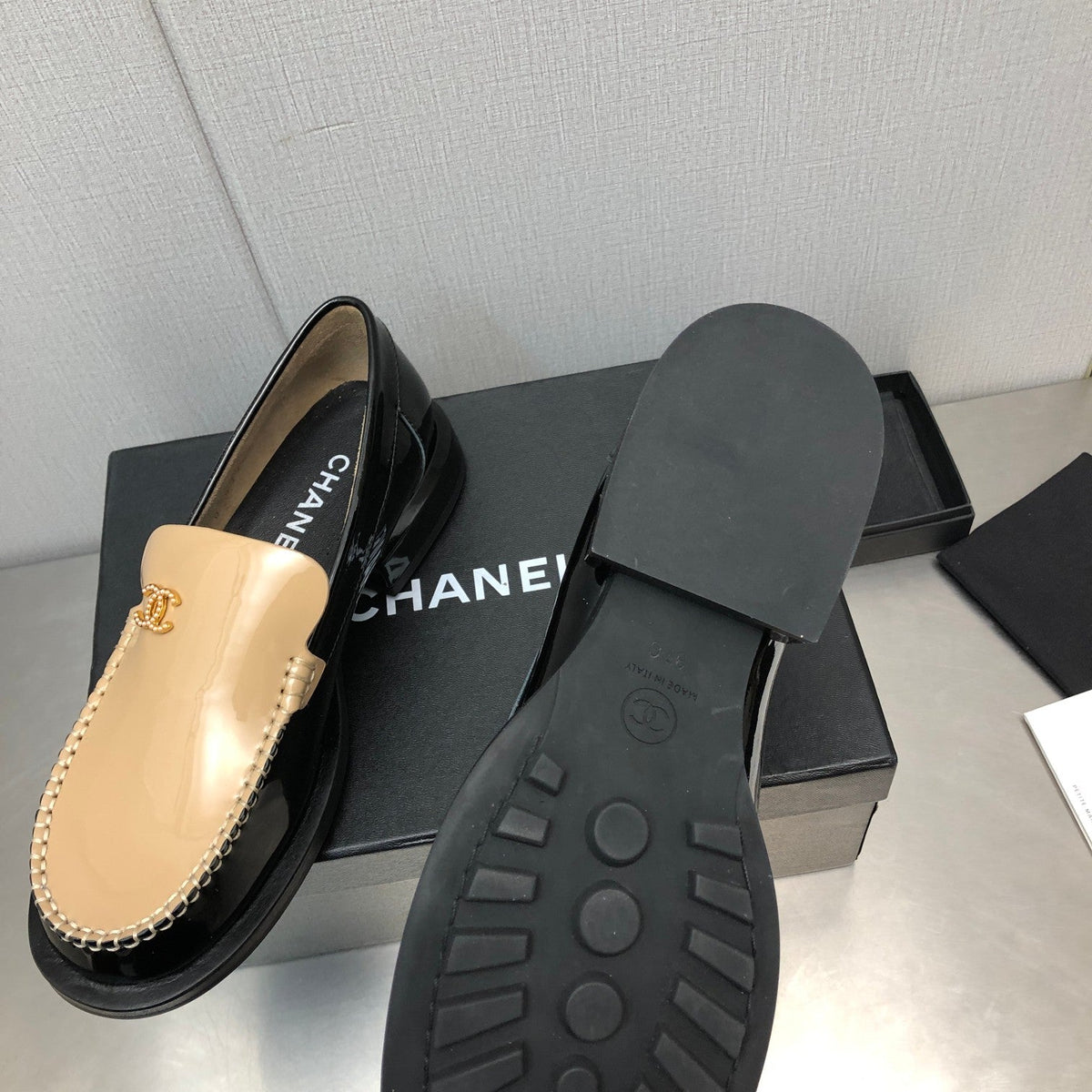 Double C Beige Cream Loafers Sheepskin