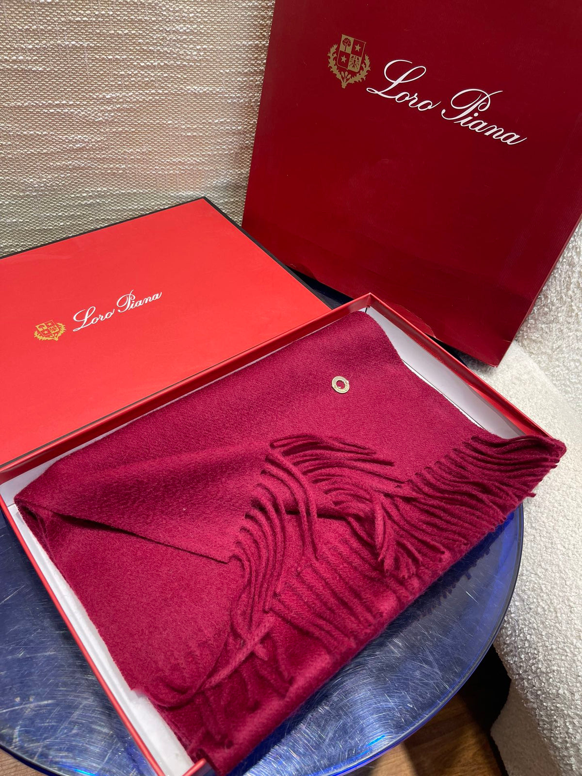 LP Scarf Plain 180 CM In Dark Red Pink Cashmere  141432