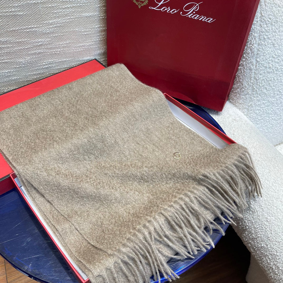 Plain Cashmere Scarf 180 CM In Grey Brown 351620
