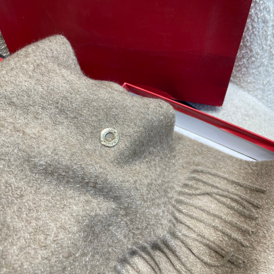 Plain Cashmere Scarf 180 CM In Grey Brown 351620