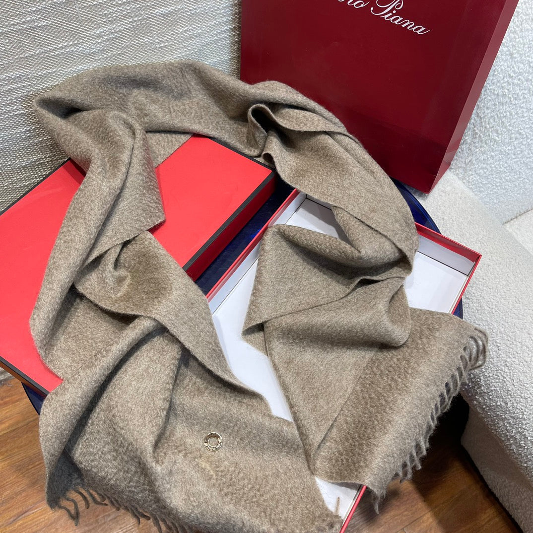 Plain Cashmere Scarf 180 CM In Grey Brown 351620
