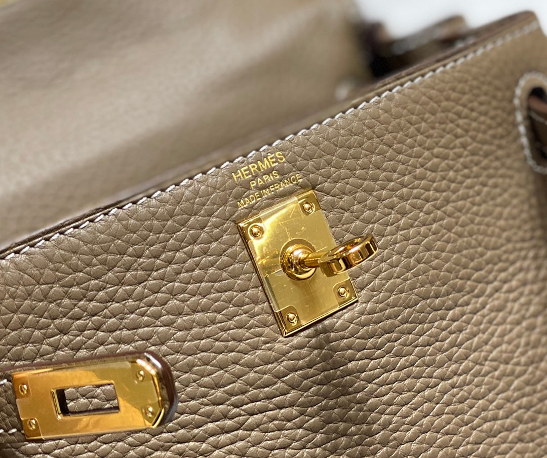 HM Mini Kelly 20cm Elephant Gray Togo Leather Gold Hardware