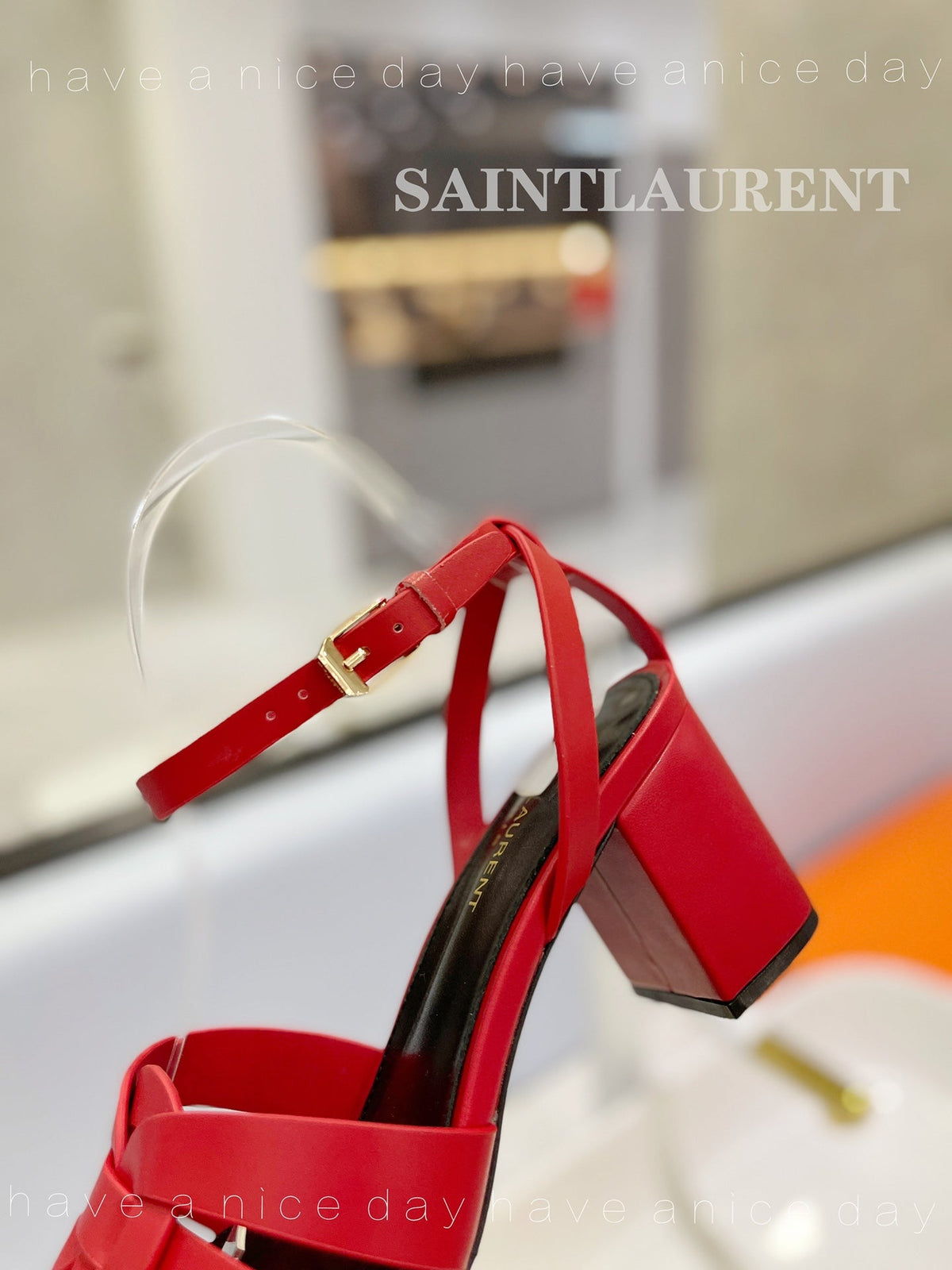 SL TRIBUTE SANDAL RED CALFSKIN