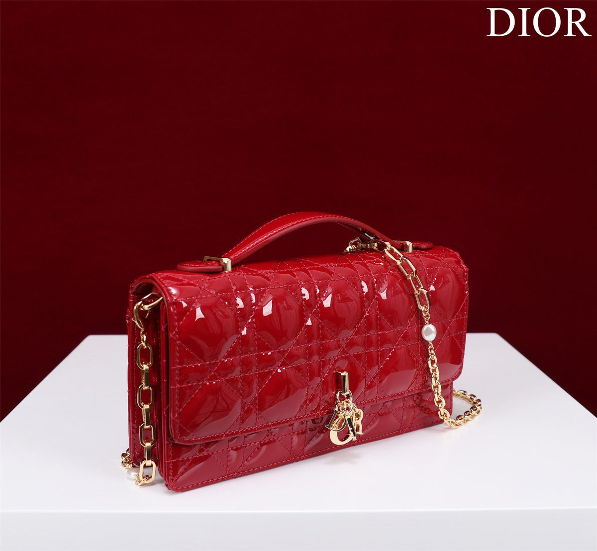 my cd mini 21 red patent calfskin