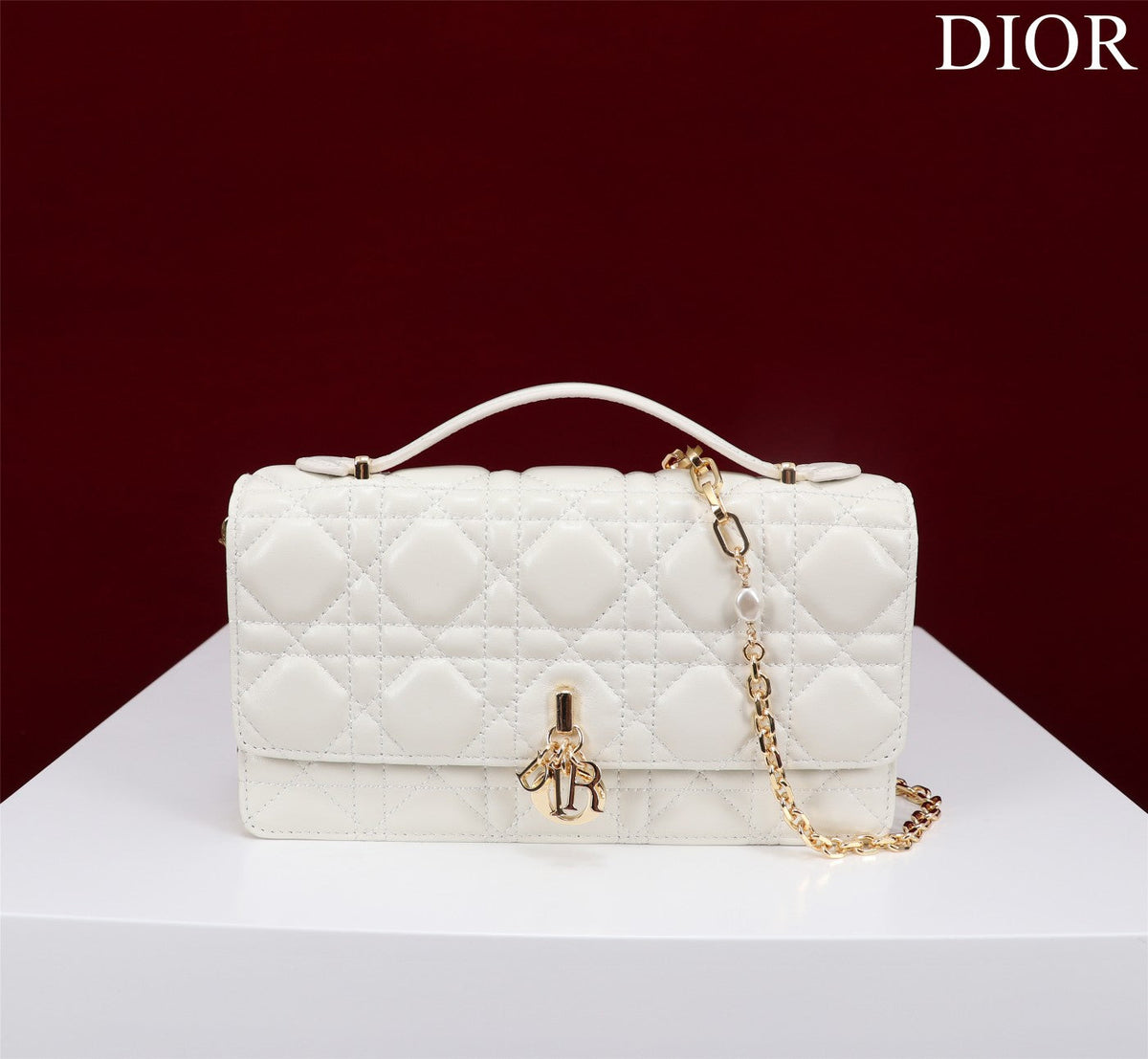 my cd mini 21 white lambskin