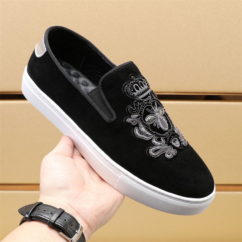 GG Men's Slip-on Loafers Black Suede 545715