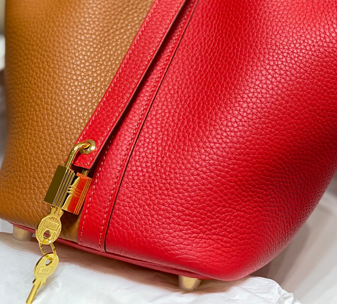 picotin lock 18 red brown togo shw