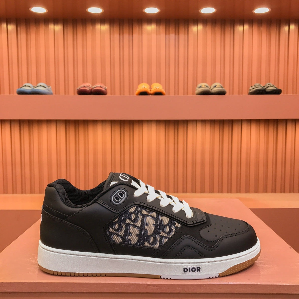 CD B27 LOW-TOP SNEAKER BLACK-BEIGE CALFSKIN