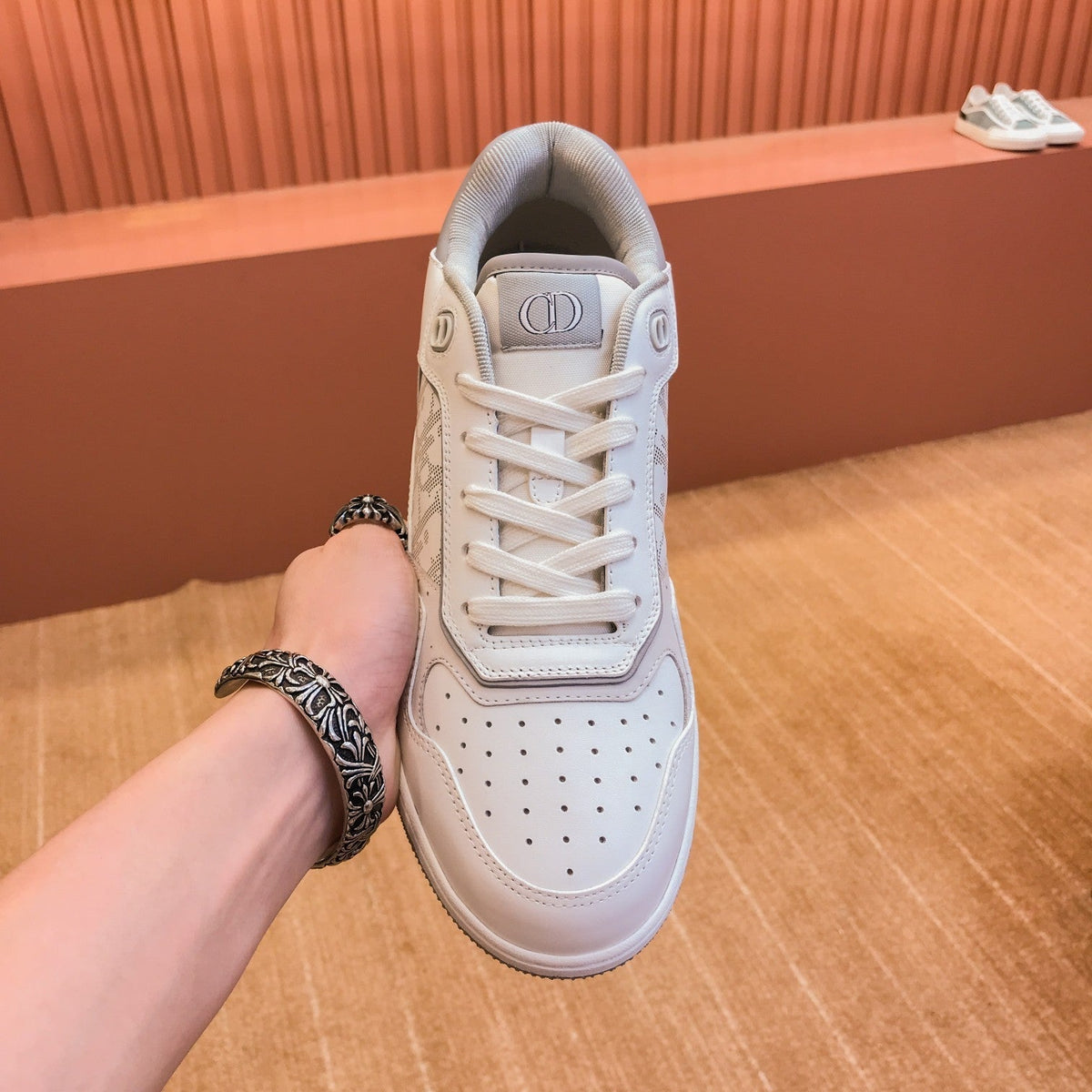 CD B27 LOW-TOP SNEAKER WHITE-CLOUD MESH CALFSKIN