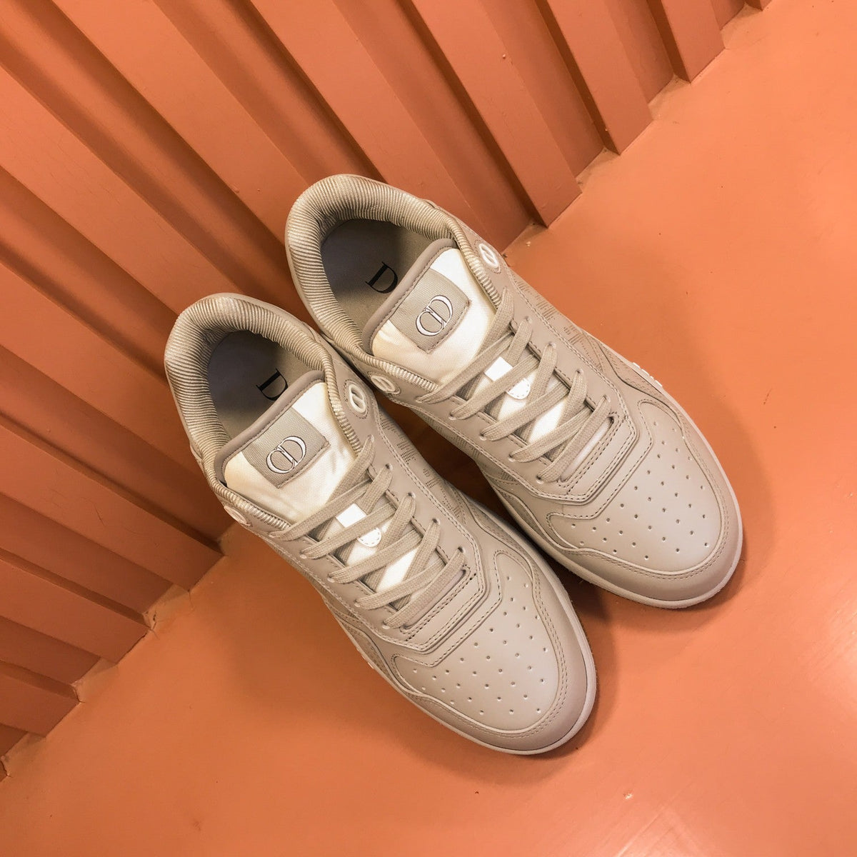 CD B27 LOW-TOP SNEAKER CREAM GREY MESH CALFSKIN