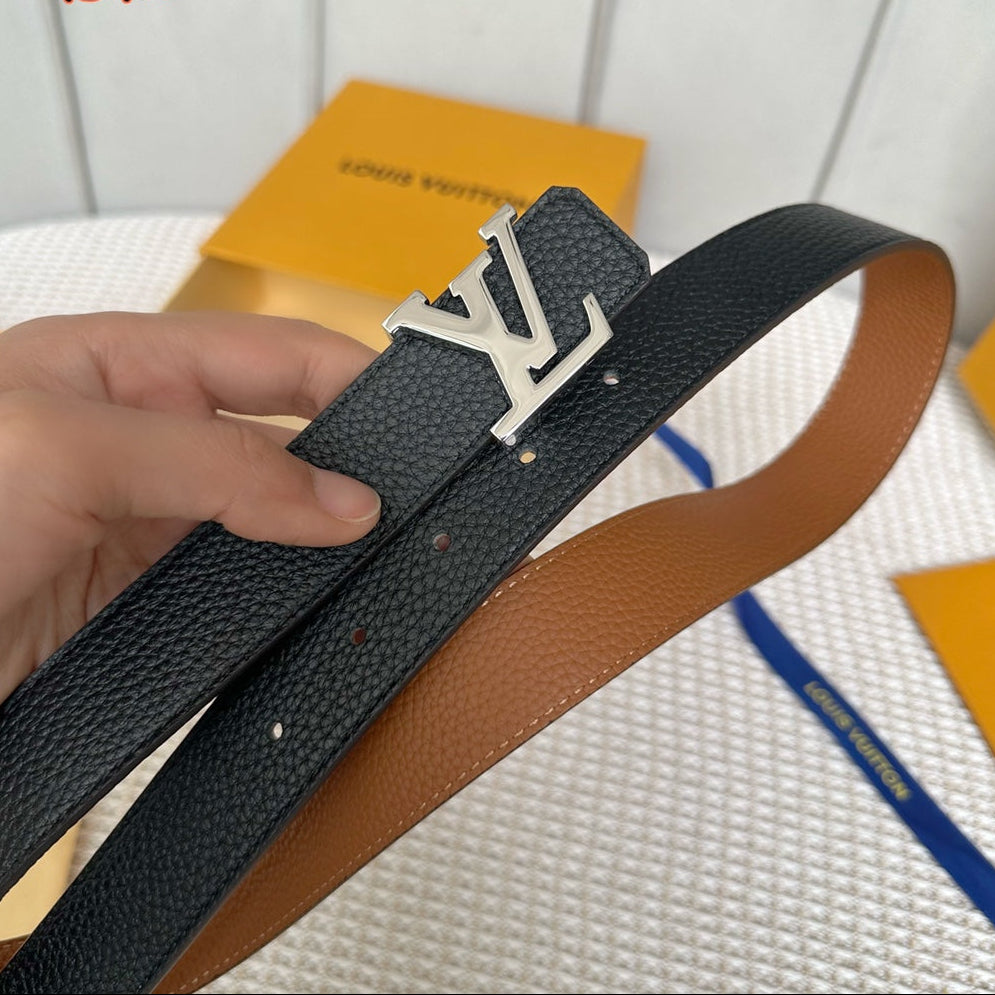 LV Reversible 30mm Belt Brown Black Taurillon Leather