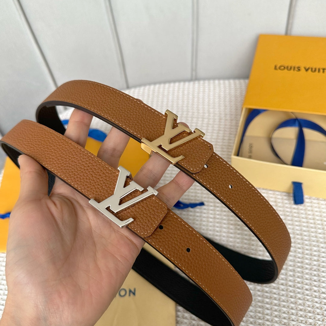LV Reversible 30mm Belt Brown Black Taurillon Leather
