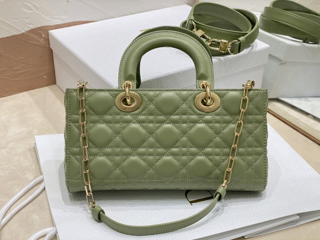 medium lady d-joy 26 green lambskin