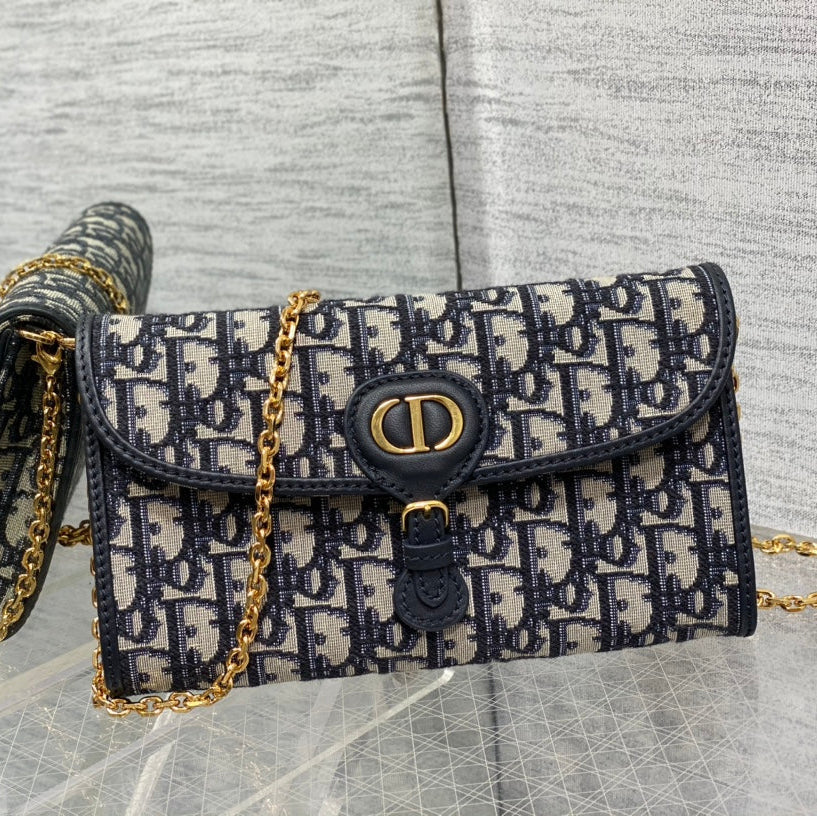 CD bobby bag classic 22 blue oblique fabric