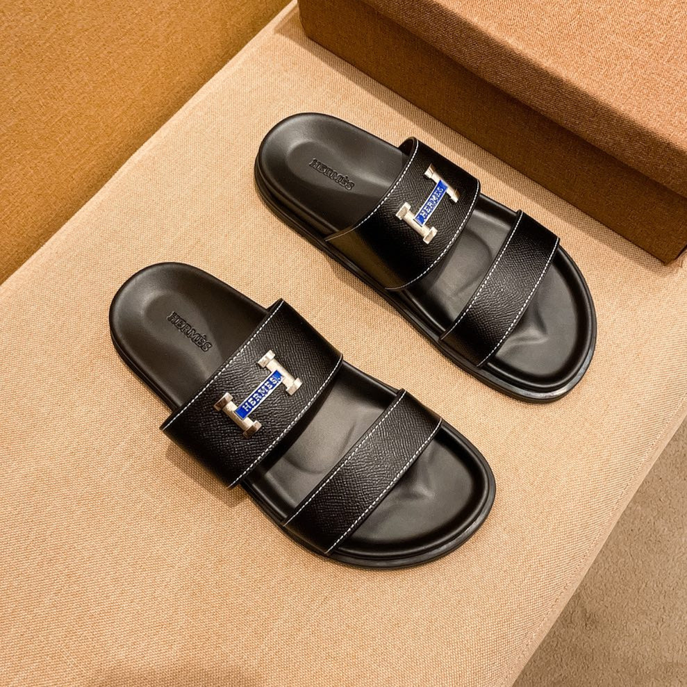 HM Men's Slide Black Cowhide 602328
