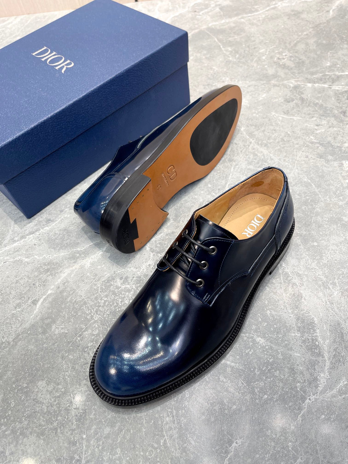 CD HOMME LOAFER NAVY POLISHED CALFSKIN