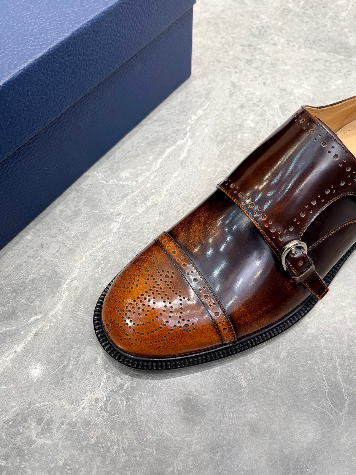 CD PATTERNED DOUBLE MONKSTRAP LOAFER SYRUP CALFSKIN