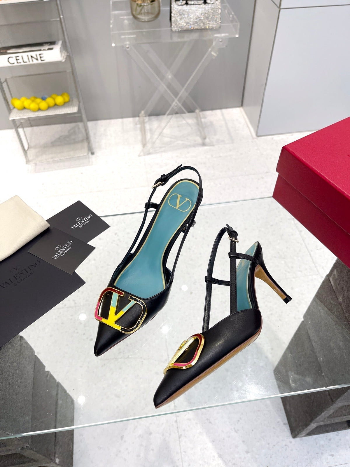 VT Vlogo Signature 75mm Black Slingback Sheepskin