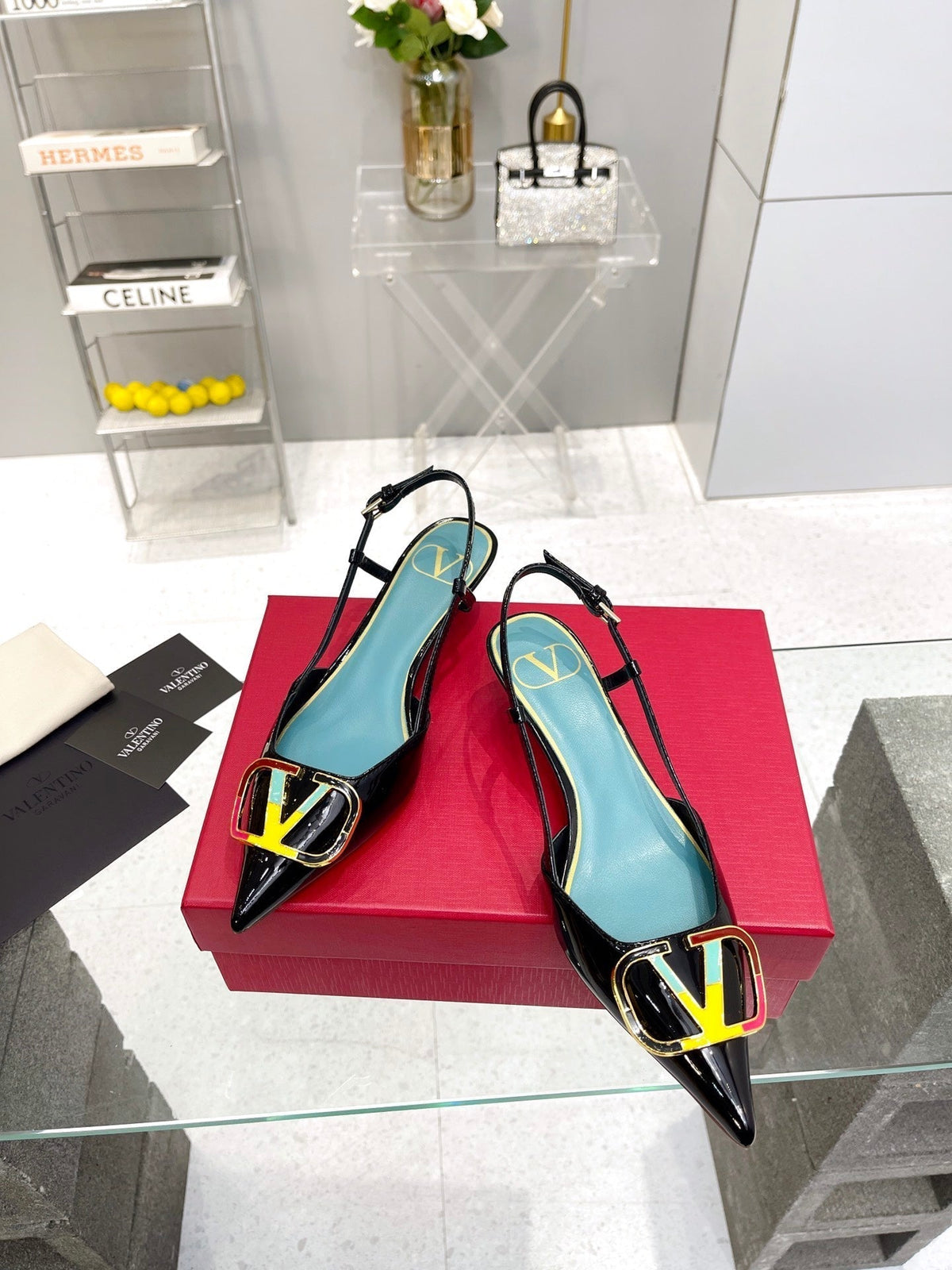 VT Vlogo Signature Black Slingback Patent Leather