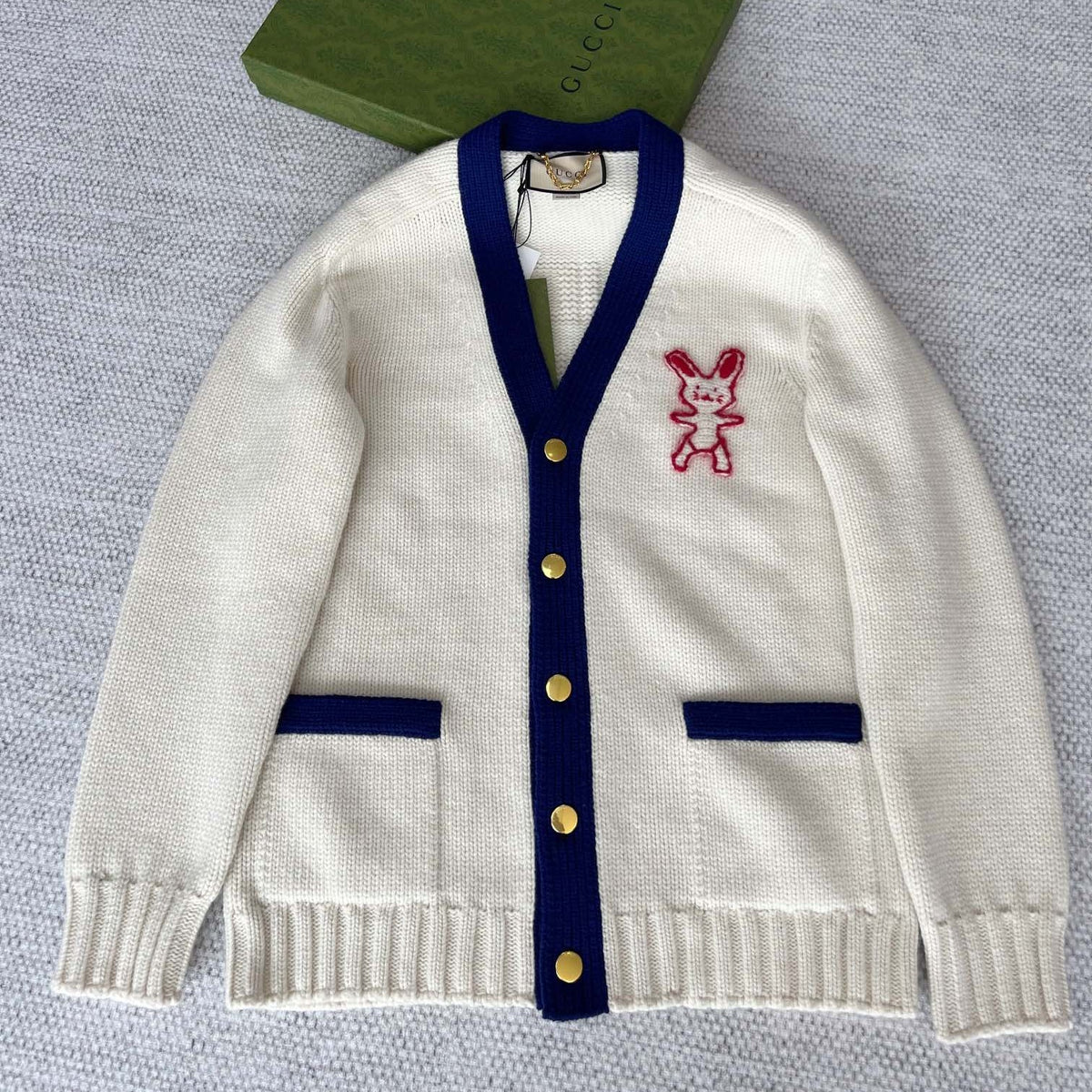 GG 25 Rabbit Cardigan White Wool 0003